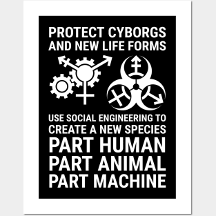 protect cyborgs - white text Posters and Art